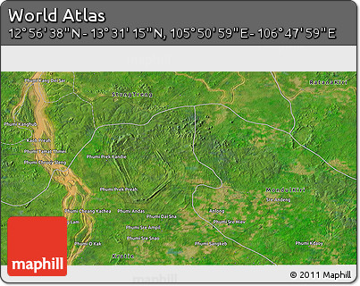 Satellite 3D Map of the Area around 13° 13' 56" N, 106° 19' 29" E