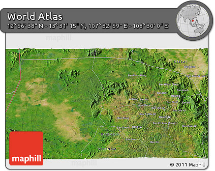 Satellite 3D Map of the Area around 13° 13' 56" N, 108° 1' 30" E