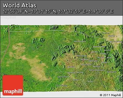 Satellite 3D Map of the Area around 13° 13' 56" N, 108° 1' 30" E