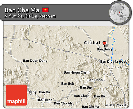 Shaded Relief 3D Map of Ban Cha Ma
