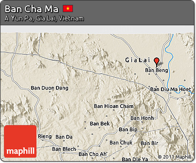 Shaded Relief 3D Map of Ban Cha Ma
