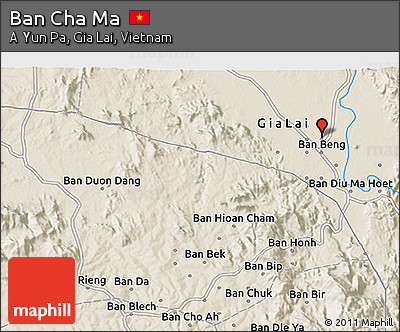 Shaded Relief 3D Map of Ban Cha Ma