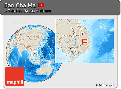 Shaded Relief Location Map of Ban Cha Ma