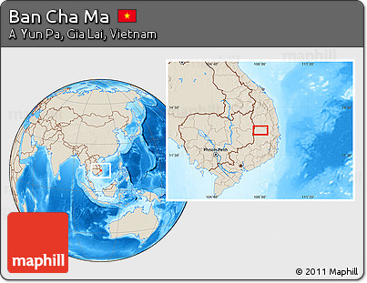 Shaded Relief Location Map of Ban Cha Ma