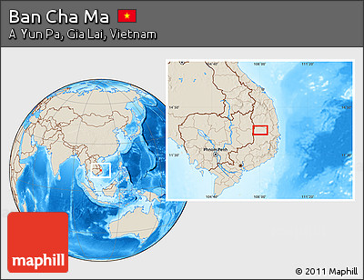 Shaded Relief Location Map of Ban Cha Ma