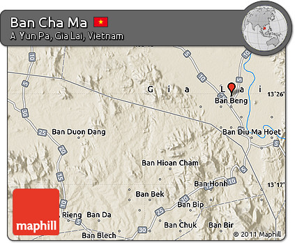 Shaded Relief Map of Ban Cha Ma