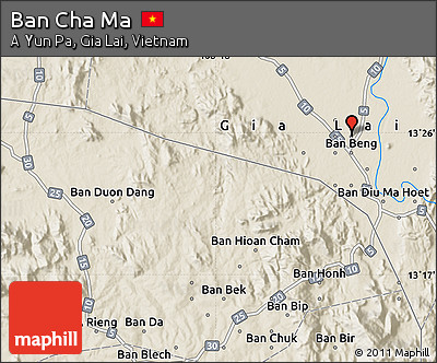 Shaded Relief Map of Ban Cha Ma