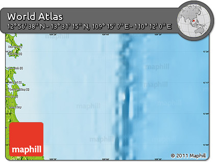 Physical Map of the Area around 13° 13' 56" N, 109° 43' 29" E