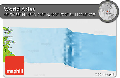 Physical Panoramic Map of the Area around 13° 13' 56" N, 109° 43' 29" E