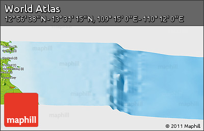 Physical Panoramic Map of the Area around 13° 13' 56" N, 109° 43' 29" E