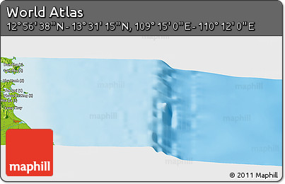 Physical Panoramic Map of the Area around 13° 13' 56" N, 109° 43' 29" E