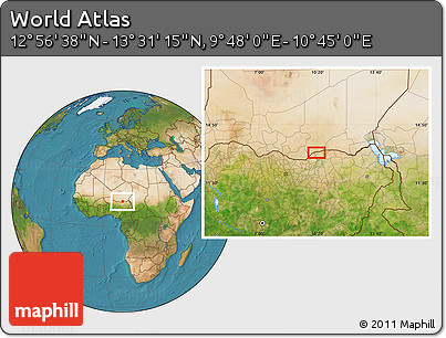 Satellite Location Map of the Area around 13° 13' 56" N, 10° 16' 30" E