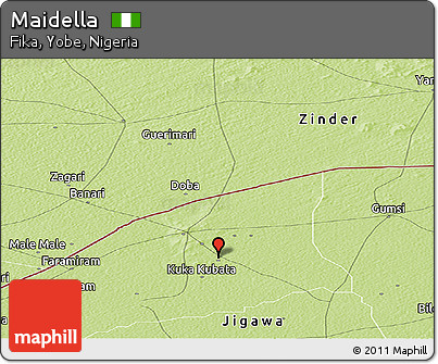 Physical Panoramic Map of Maidella