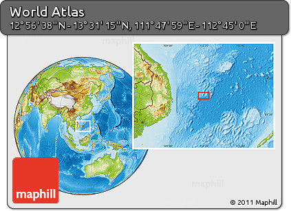 Physical Location Map of the Area around 13° 13' 56" N, 112° 16' 30" E