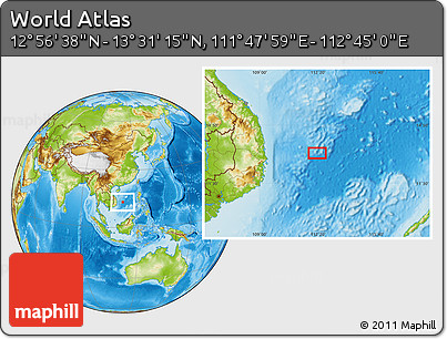 Physical Location Map of the Area around 13° 13' 56" N, 112° 16' 30" E