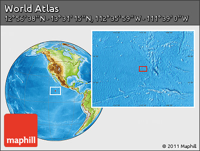 Physical Location Map of the Area around 13° 13' 56" N, 112° 7' 30" W