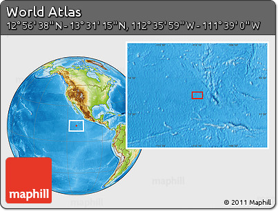Physical Location Map of the Area around 13° 13' 56" N, 112° 7' 30" W