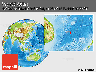 Physical Location Map of the Area around 13° 13' 56" N, 113° 7' 30" E