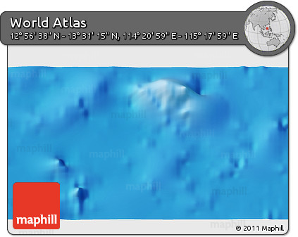Physical 3D Map of the Area around 13° 13' 56" N, 114° 49' 29" E