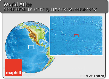 Physical Location Map of the Area around 13° 13' 56" N, 117° 13' 29" W
