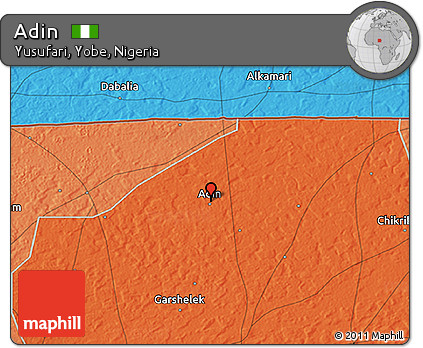 Political 3D Map of Adin