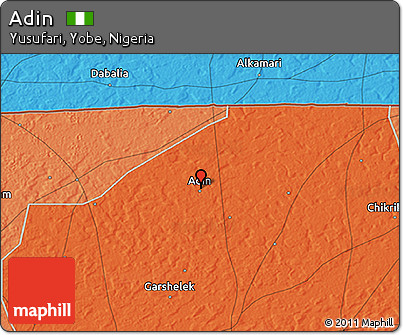 Political 3D Map of Adin