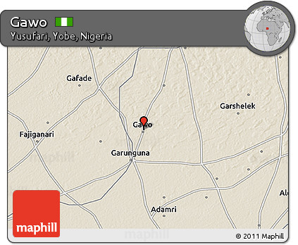 Shaded Relief 3D Map of Gawo