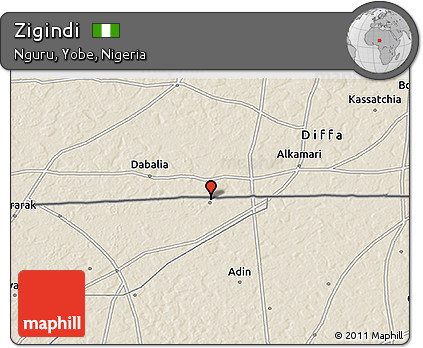 Shaded Relief 3D Map of Zigindi