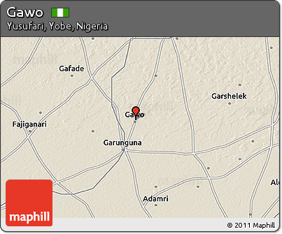 Shaded Relief 3D Map of Gawo