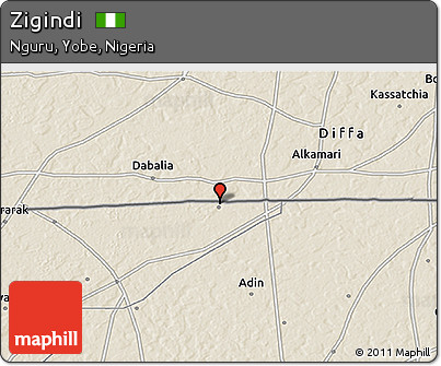 Shaded Relief 3D Map of Zigindi