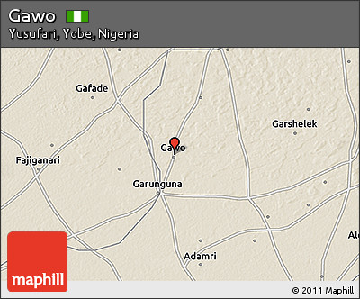 Shaded Relief 3D Map of Gawo