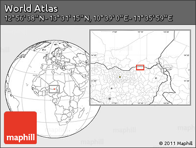 Blank Location Map of the Area around 13° 13' 56" N, 11° 7' 30" E