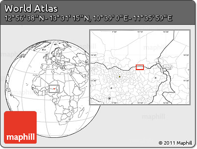 Blank Location Map of the Area around 13° 13' 56" N, 11° 7' 30" E