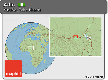 Savanna Style Location Map of Adin