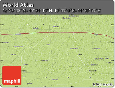 Physical Map of the Area around 13° 13' 56" N, 11° 7' 30" E