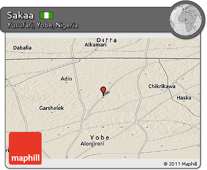 Shaded Relief Panoramic Map of Sakaa