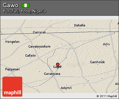 Shaded Relief Panoramic Map of Gawo