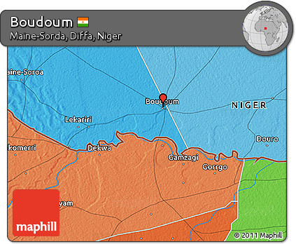 Political 3D Map of Boudoum