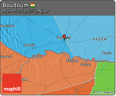 Political 3D Map of Boudoum