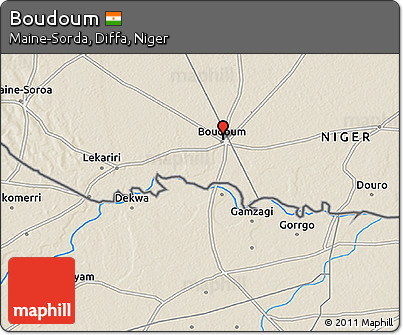 Shaded Relief 3D Map of Boudoum