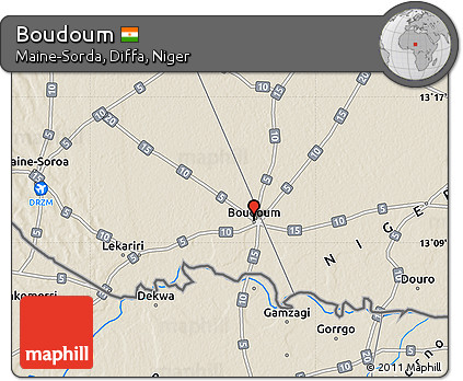 Shaded Relief Map of Boudoum
