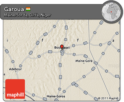 Shaded Relief Map of Garoua