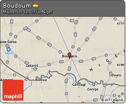 Shaded Relief Map of Boudoum