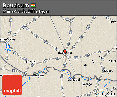 Shaded Relief Map of Boudoum