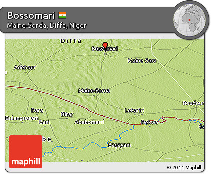 Physical Panoramic Map of Bossomari