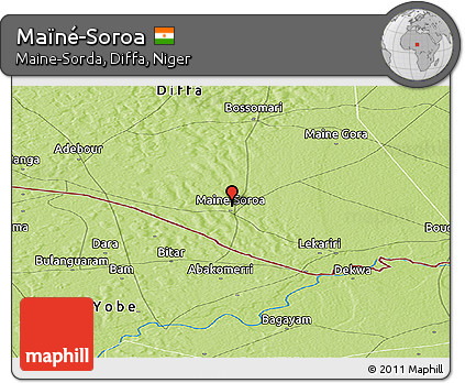 Physical Panoramic Map of Maïné-Soroa