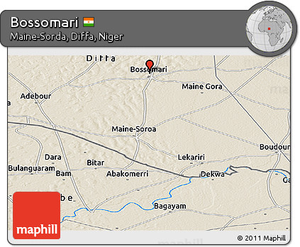 Shaded Relief Panoramic Map of Bossomari