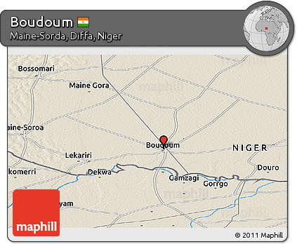 Shaded Relief Panoramic Map of Boudoum