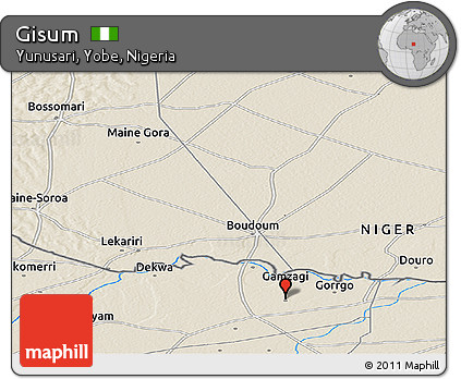 Shaded Relief Panoramic Map of Gisum