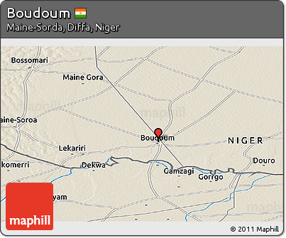 Shaded Relief Panoramic Map of Boudoum
